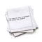 White luxury cotton cocktail napkins with humorous 50th birthday quote stacked on a tray