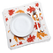 Luxury cotton dinner napkins with autumn leaf pattern, plate, fork, and knife
