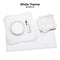 White organic cotton napkin and placemat bundle with plate, fork, and knife, Five Star Napkins