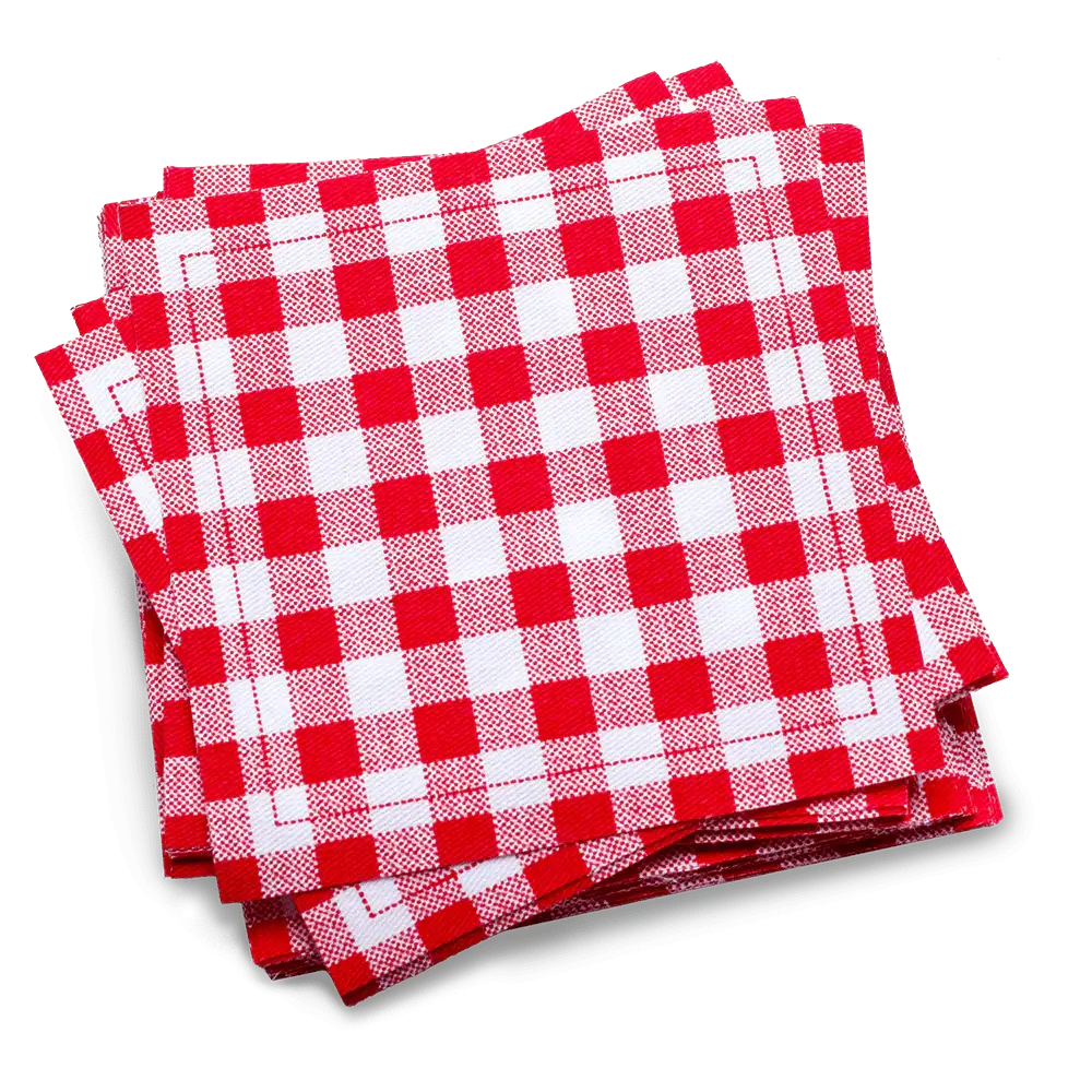 Cotton Cocktail Napkins - Red Vichy