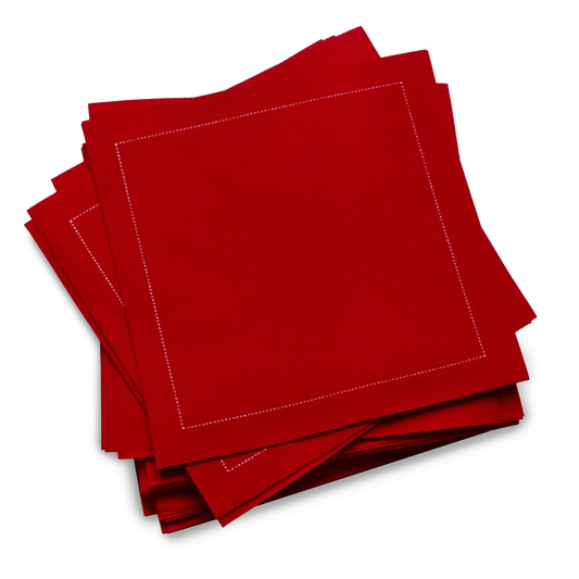 Cotton Cocktail Napkins - Red - Five Star Napkins