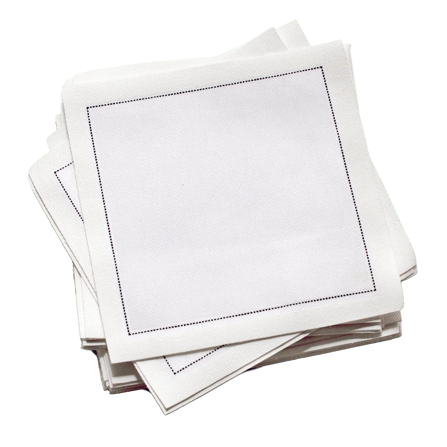 Cotton Cocktail Napkin - White With Black Stitch Line - Five Star Napkins
