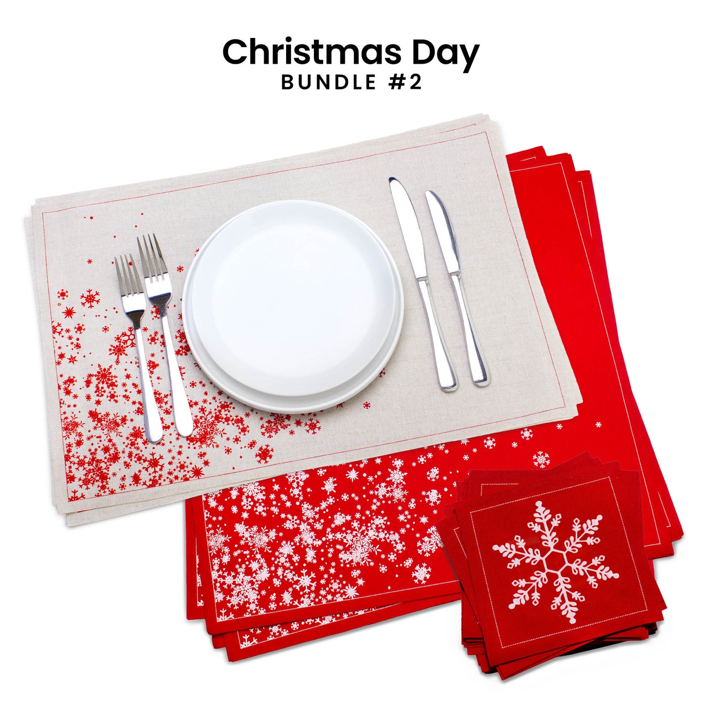 Natural & Red Snowflake Table Set | Christmas Bundle 2