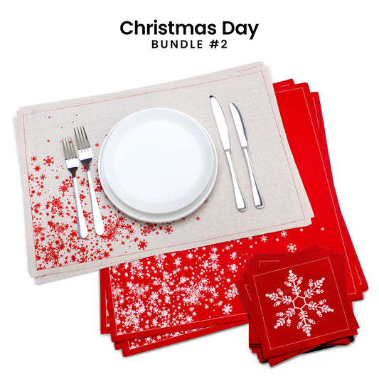 Natural & Red Snowflake Table Set | Christmas Bundle 2