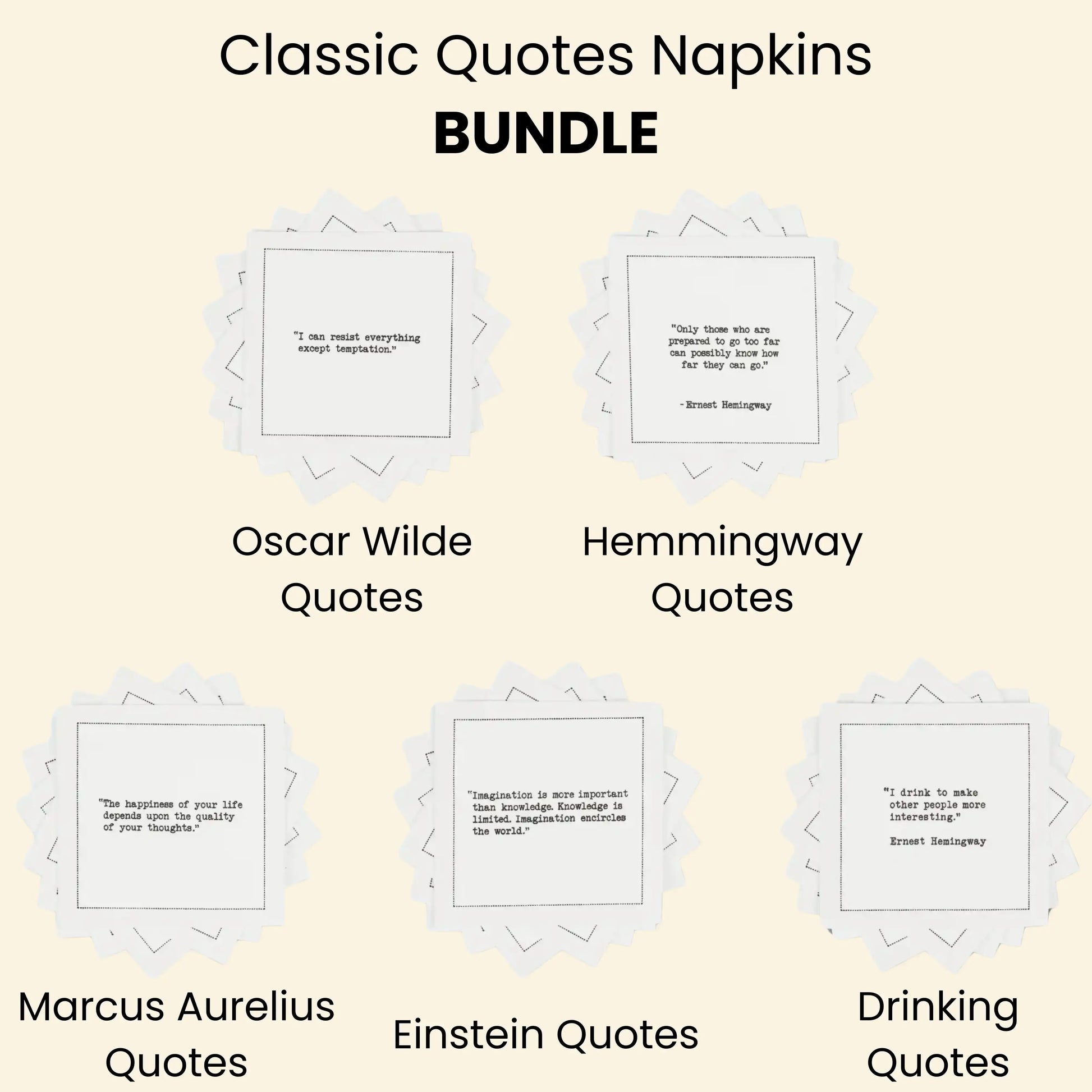 Classic Quotes Napkins Bundle - White