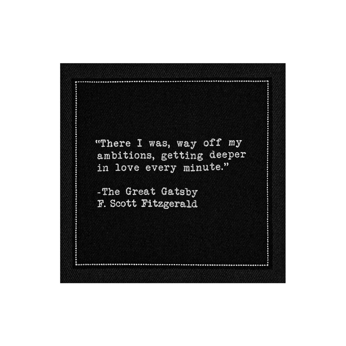 Five Star Napkins White Cotton Cocktail Napkins, singular black square cocktail napkins close up, 100% Organic Cotton, 4.5" x 4.5", Single Use, 50 Units Per Pack with 25 Unique Love Quotes