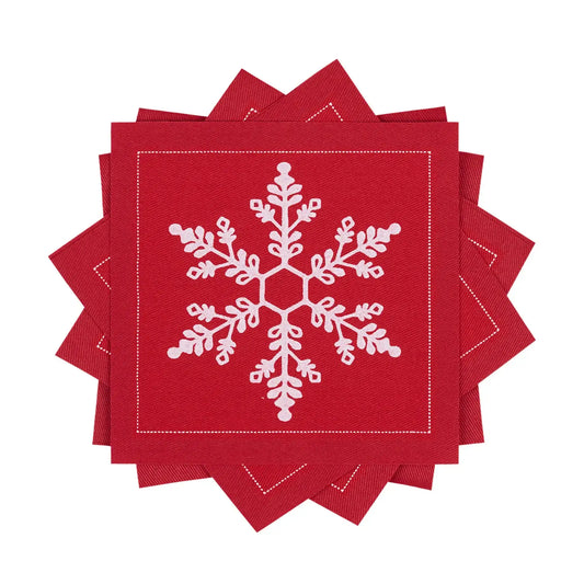 Red Snowflake Cocktail Napkins - Case - Five Star Napkins