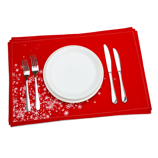 Red Snowflake Cascade Placemat Napkins