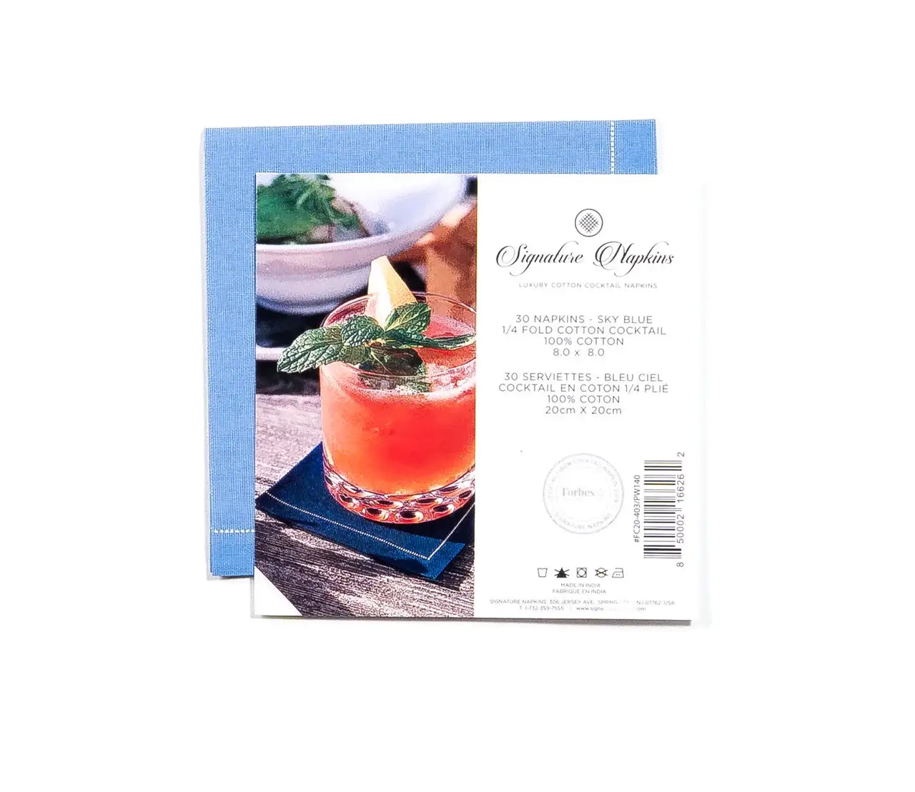 Sea Blue Cotton 1/4 Fold Cocktail Napkins - Five Star Napkins