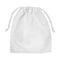 Plain white organic cotton drawstring storage pouch on a white background.