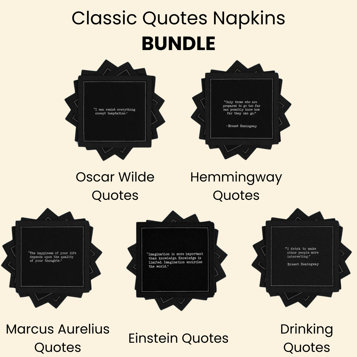 Classic Quotes Napkins Bundle - Black Quotes