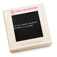 Five Star Napkins luxury black cocktail napkins box with snarky quote, organic cotton gift