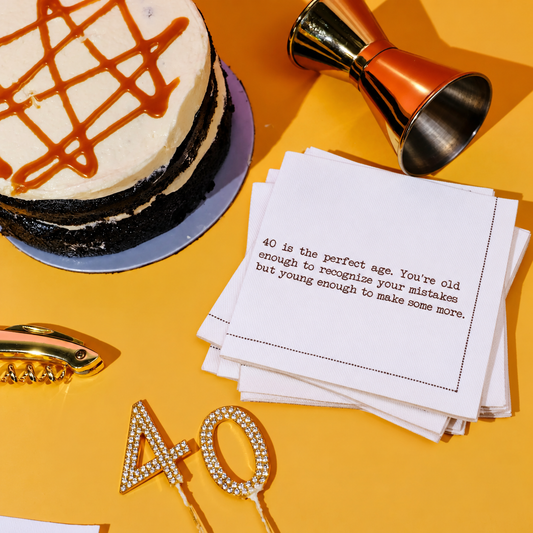1/4 gefaltete Servietten mit Sprüchen zum 40. Geburtstag