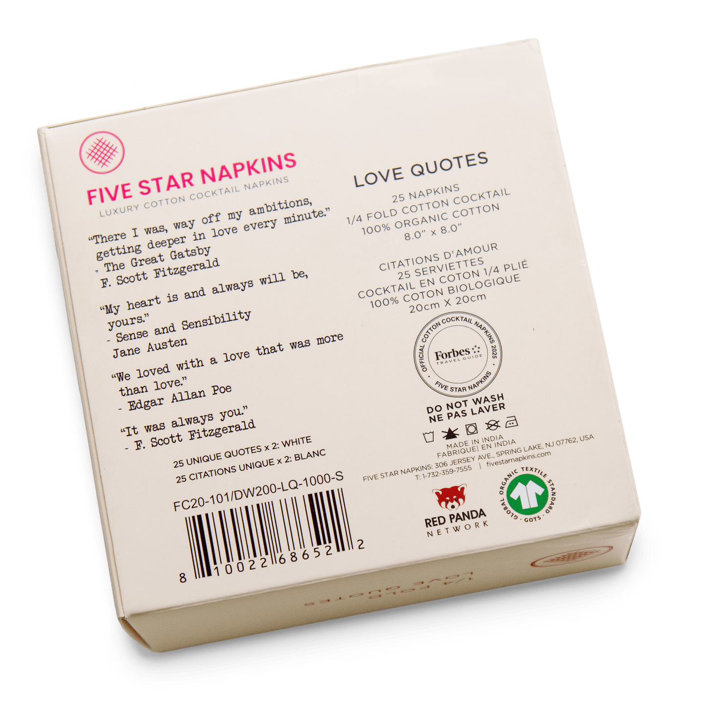 1/4 Fold Love Quotes Napkins