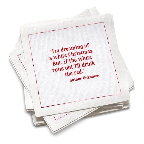 Christmas Quote Napkins - White with Red Quotes - Case