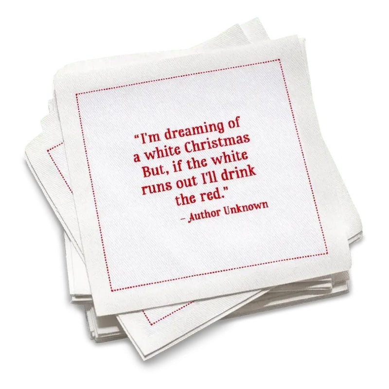 Christmas Quote Napkins - White with Red Quotes - Case