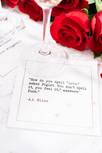 Five Star Napkins White Cotton Cocktail Napkins, multiple white square cocktail napkins with roses, 100% Organic Cotton, 4.5" x 4.5", Single Use, 50 Units Per Pack with 25 Unique Love Quotes