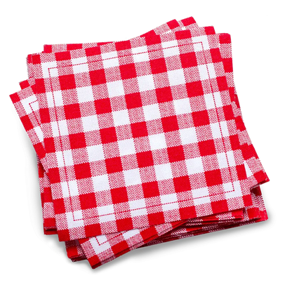 Cotton Cocktail Napkins - Red Vichy