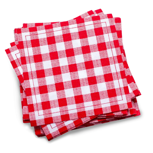 Cotton Cocktail Napkins - Red Vichy