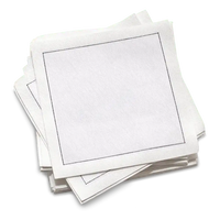 Stack of white napkins with Grey hemstitching on a white background