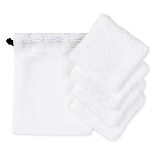 Vanity Make Up Removal Set – 4” x 5” with 4 x (3” x 3”) terry cloth pads – White