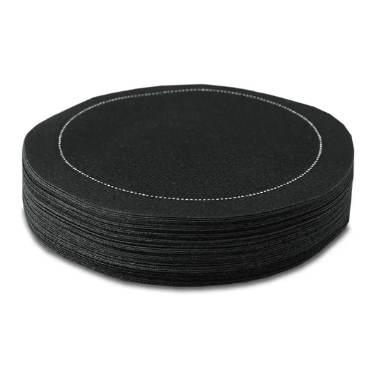 Black 4" Round Cotton Cocktail Napkins - Case - Five Star Napkins