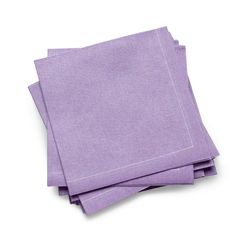 Lavender organic cotton cocktail napkins, luxury table linen from Five Star Napkins