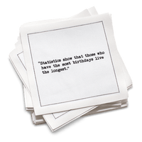 Luxury cotton cocktail napkins with birthday quote, Five Star Napkins tableware