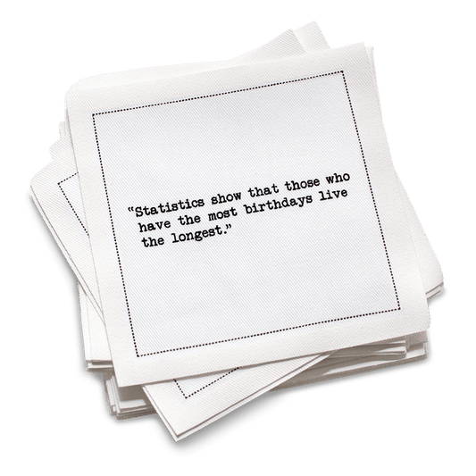 Luxury cotton cocktail napkins with birthday quote, Five Star Napkins tableware