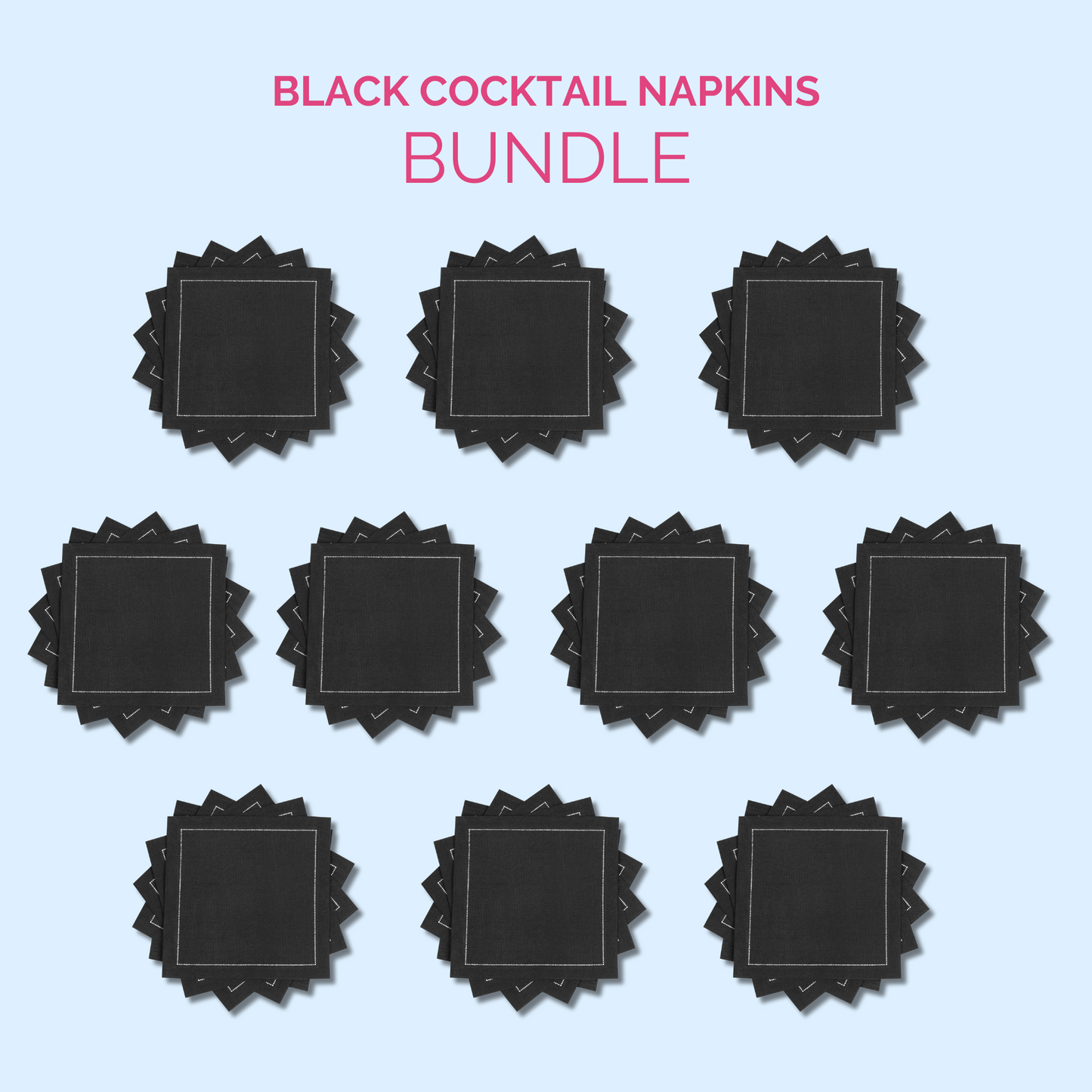 Black Cocktail Napkins Bundle