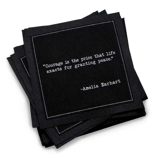 Five Star Napkins Black Cotton Cocktail Napkins, stack of black square cocktail napkins with white backround, 100% Organic Cotton, 4.5" x 4.5", Single Use, 50 Units Per Pack with 25 Unique Inspirational Quotes