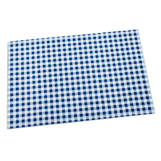 Luxury navy blue and white gingham cotton placemat from Five Star Napkins