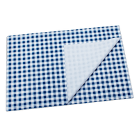 Navy blue gingham cotton placemat with folded corner, luxury table linen from Five Star Napkins