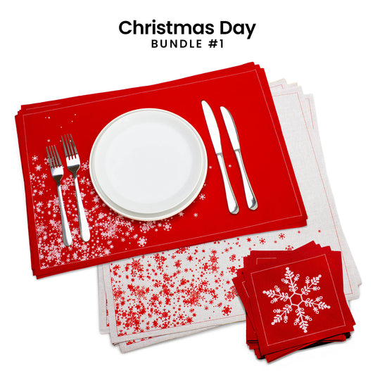 Red & Natural Snowflake Table Set – Christmas Bundle 1
