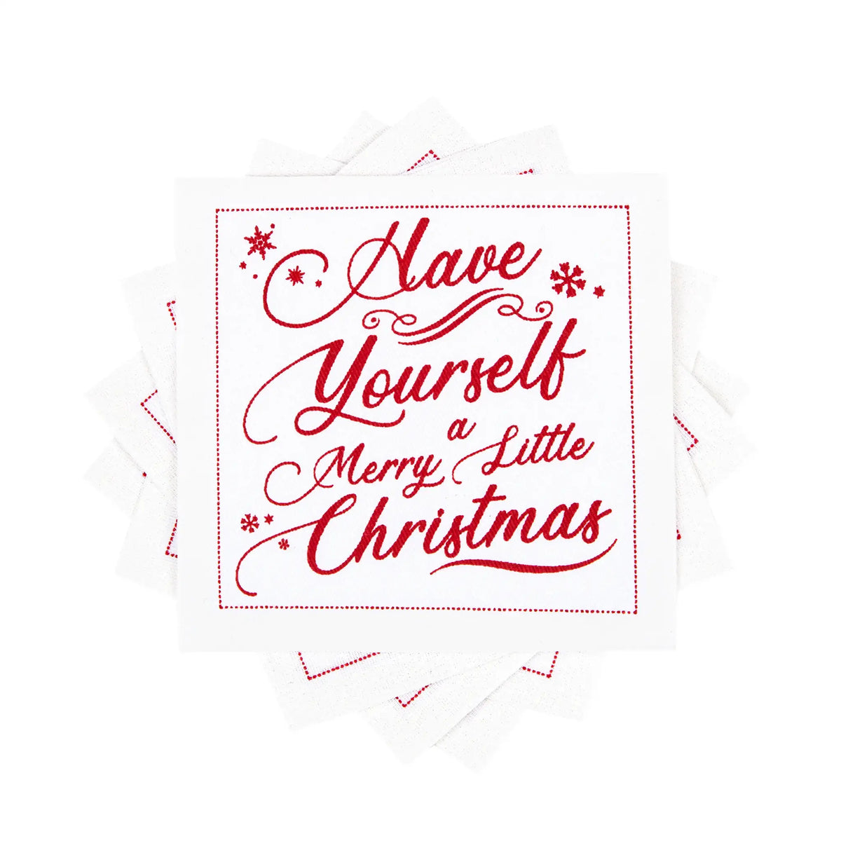Organic cotton napkin featuring red "Have Yourself a Merry Little Christmas" quote print