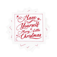 Organic cotton napkin featuring red "Have Yourself a Merry Little Christmas" quote print