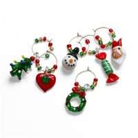 Set of Christmas-themed Wine Charms on Transparent background