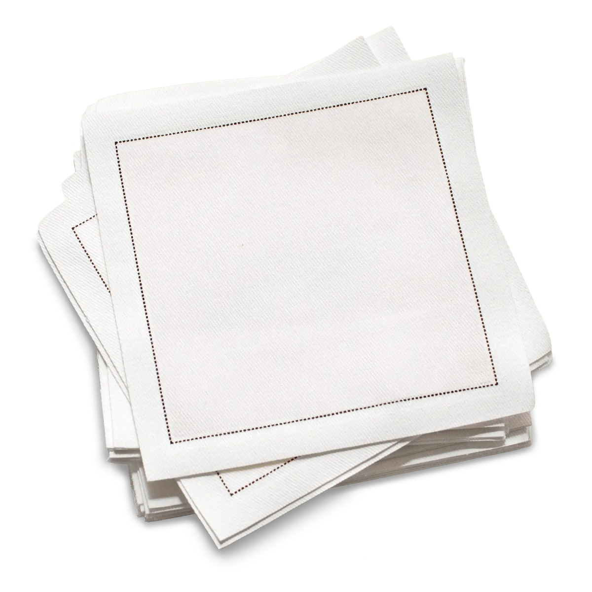 Stack of ecru organic cotton cocktail napkins, by Five Star Napkins.