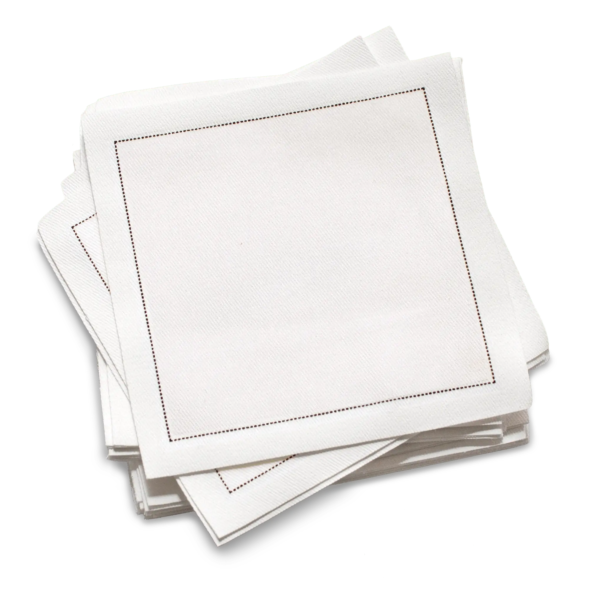 Stack of ecru organic cotton cocktail napkins, by Five Star Napkins.