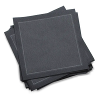 Anthracite grey organic cotton cocktail napkins with stitched border, luxury tabletop linen