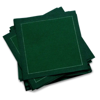 Luxury organic cotton cocktail napkins in British Racing Green with white stitched border