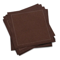 Brown organic cotton cocktail napkins with stitched border, luxury table linen from Five Star Napkins
