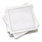 Stack of white organic cotton cocktail napkins with a stitched border, by Five Star Napkins.