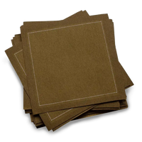 Khaki organic cotton cocktail napkins with white stitching from Five Star Napkins