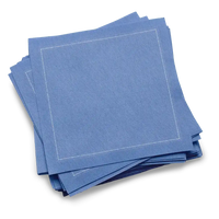 Stack of luxury sea blue organic cotton cocktail napkins from Five Star Napkins