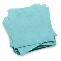Stack of sea glass blue organic cotton cocktail napkins from Five Star Napkins