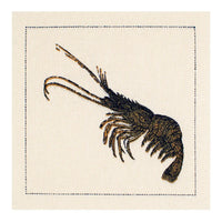 organic cotton napkin with embroidered shrimp design and dotted border