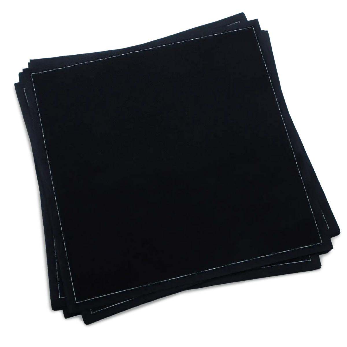 Set of black luxury cotton dinner napkins with clean stitched edges