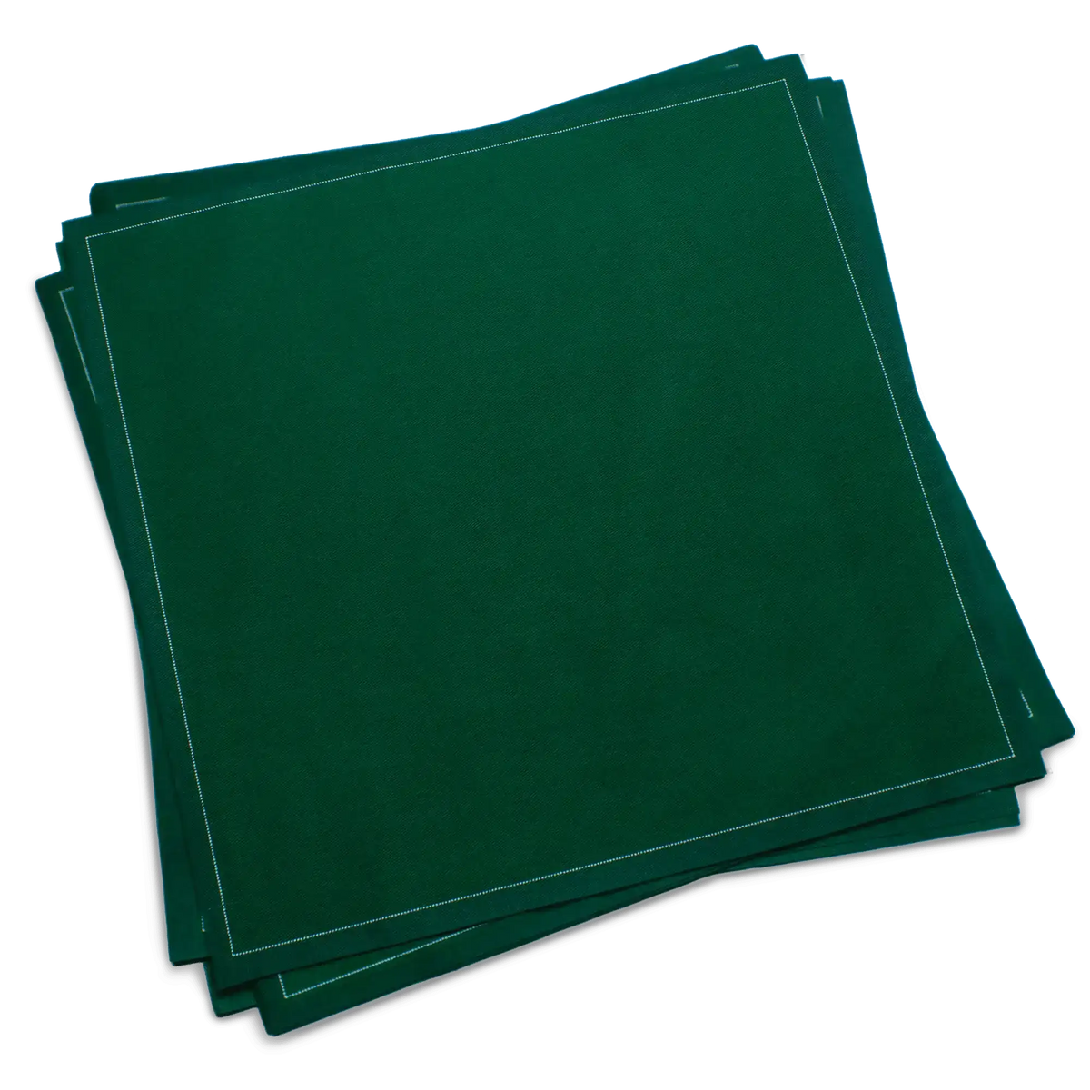 Dark green luxury cotton dinner napkins with white stitched border from Five Star Napkins