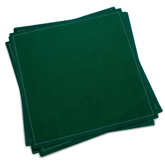 Dark green luxury cotton dinner napkins with white stitched border from Five Star Napkins